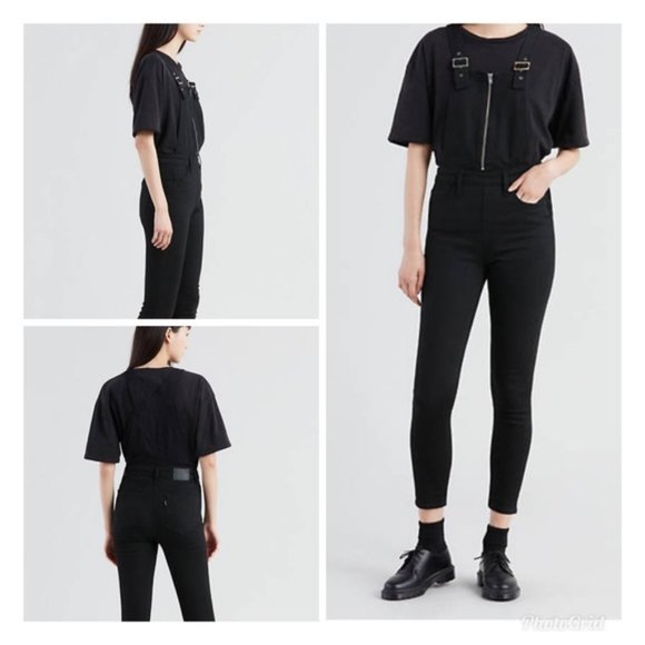 Levi's Denim - Sexy Soft Black Levi's Denim Skinny Fit Overalls